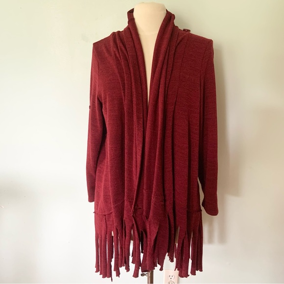 Tempo Paris Fringe Boho Cardigan Sweater - Picture 1 of 8
